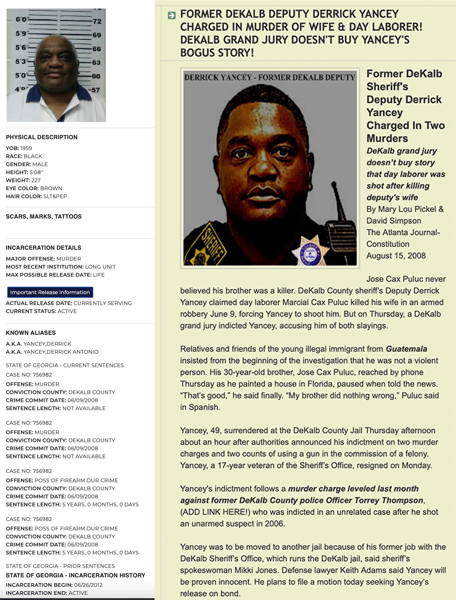 COP DERRICK ANTONIO YANCEY brutally killed his wife and a day laborer